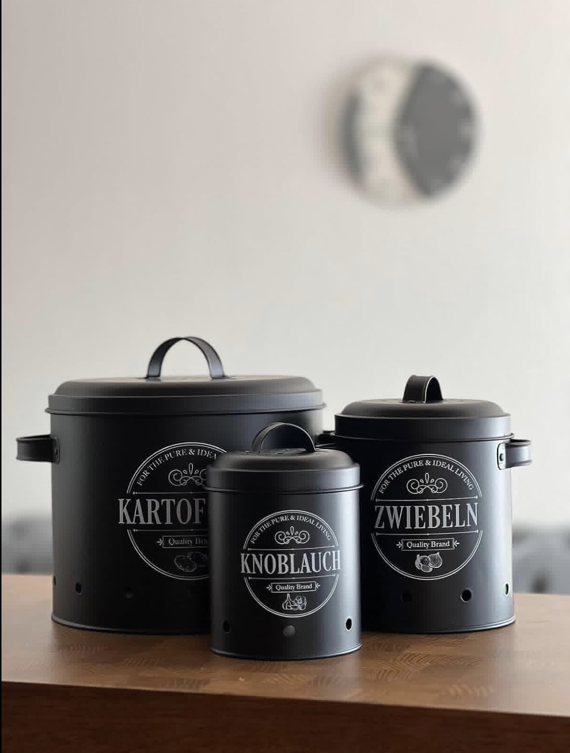 Potatoes onions & garlic canisters set丨canisters with handle丨different size canisters set