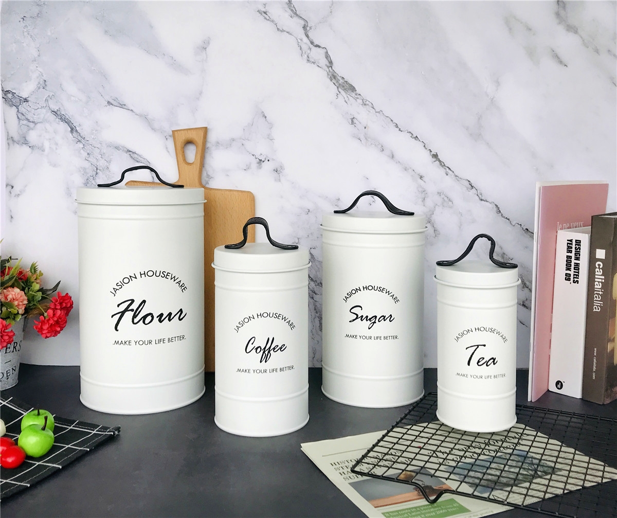 tea coffee sugar canisters丨tea coffee sugar canisters with leather handles丨tall canisters